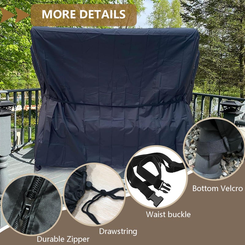 FLYMEI Outdoor Swing Cover 3 Triple Seater Hammock Cover for Porch Swing Canopy Glider Chair and Other Patio Furniture  Waterproof Windproof All Weather Protection  77'' (L) x 53''(W) x 67''(H) - Image 5